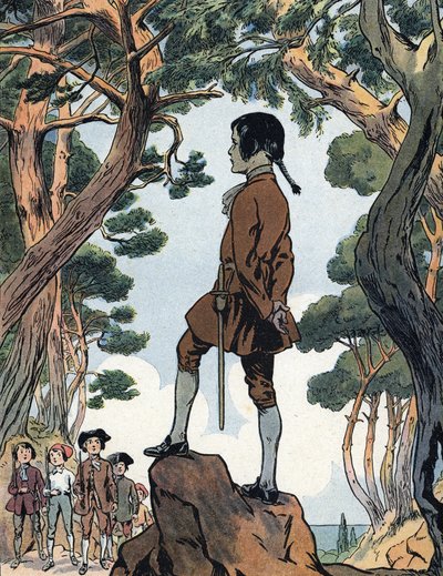 Napoleon Bonaparte (1769-1821) dítě v Ajacciu na Korsice (Mladý Napoleon Bonaparte v Ajacciu na Korsice) Ilustrace Raymonda de Neziere v "Our-glories-nationales" 1920 Soukromá sbírka DR od Raymond de la Neziere
