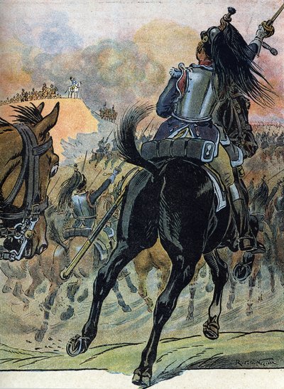 Válka páté koalice: "(Napoleonská válka: Ilustrace Raymonda de Neziere v "Our-Glories-Nationals" 1920 DR Private Collection (Bitva u Wagramu (5.-6. července 1809)) od Raymond de la Neziere