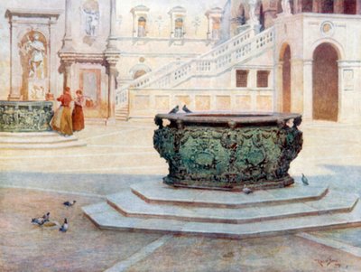 Nádvoří Palazzo Ducale (barevná litografie) od Reginald Barratt