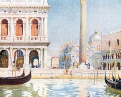 Knihovna, Piazzetta (barevná litografie) od Reginald Barratt