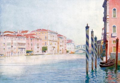 Pohled na Canal Grande ze San Angela (barevná litografie) od Reginald Barratt