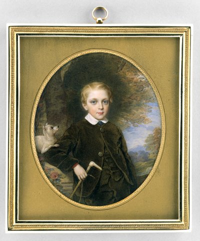 Portrét chlapce, cca 1865-80 (akvarel na slonovině, zlacení a skle) od Reginald Easton