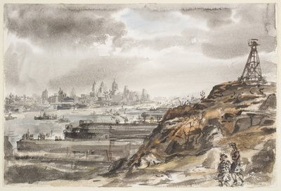 New York z Weehawkenu (akvarel na papíře) od Reginald Marsh