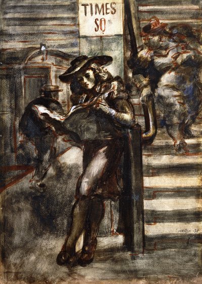 Čtení na Times Square od Reginald Marsh