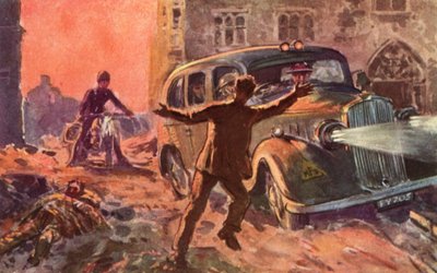 Hasiči z válečné britské národní hasičské služby byli upozorněni na přítomnost těžce zraněné oběti leteckého náletu, druhá světová válka od Reginald Mills