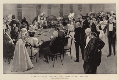 Hazardní hry v Ostende, klub Prive v Kursaalu (litografie) od Reginald Thomas Cleaver