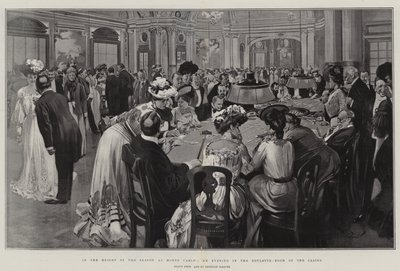 Večer na vrcholu sezóny v Monte Carlu v ruletovém sále kasina (litografie) od Reginald Thomas Cleaver