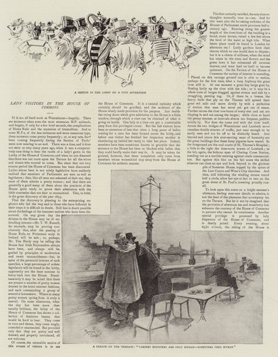 Dáma na návštěvě v Dolní sněmovně (litografie) od Reginald Thomas Cleaver