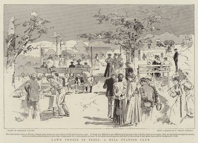 Lawn Tennis in India, a Hill Station Club (rytina) od Reginald Thomas Cleaver