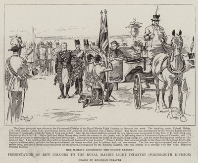 Předání nových barev Královské námořní lehké pěchotě, divize Portsmouth (litografie) od Reginald Thomas Cleaver