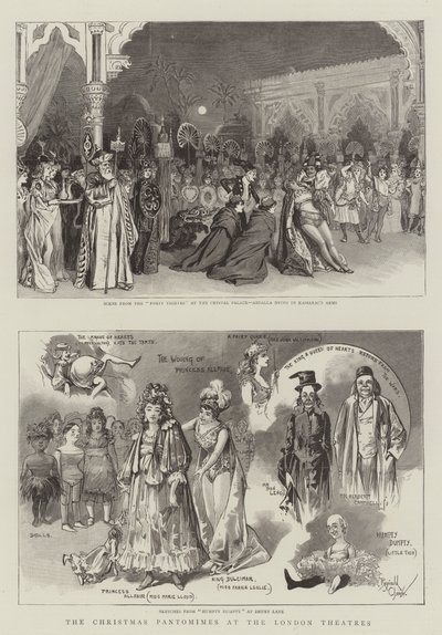 Vánoční pantomimy v londýnských divadlech (rytina) od Reginald Thomas Cleaver