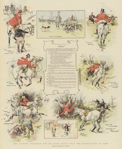 Cockney Sportsman a jeho najatý kůň z pohledu koně (chromolitografie) od Reginald Thomas Cleaver
