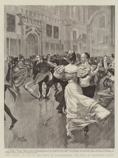 Nástup vévody z Marlborough, ples v Blenheimském paláci (rytina) od Reginald Thomas Cleaver