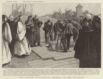 Pohřeb profesora Tyndalla u hrobu (rytina) od Reginald Thomas Cleaver