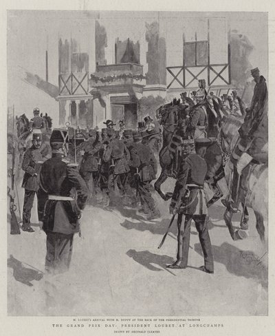 Den Velké ceny, prezident Loubet v Longchamps (litografie) od Reginald Thomas Cleaver