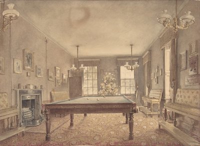Interiér kulečníkové místnosti v Lupton House, Devonshire, navržený Georgem..., 1838. od Reid Turner