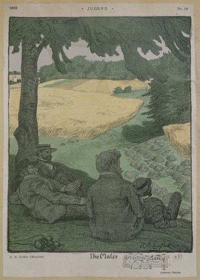 Malíři pozorující přírodu, ilustrace z 