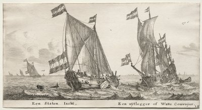 Lodě Amsterdamu: jachta holandské admirality. Strážní loď. od Reinier Nooms