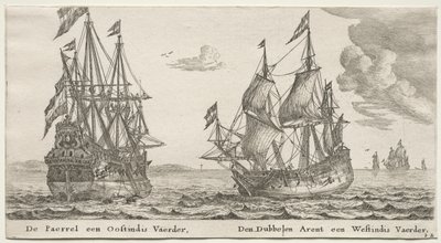 Lodě Amsterdamu: The Pearl a East Indiaman, The Double Eagle, West Indiaman. od Reinier Nooms