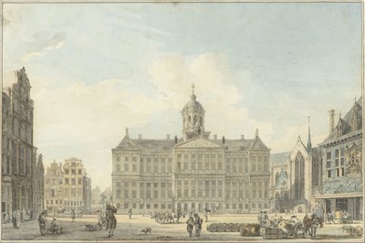 Amsterdam, přehrada s radnicí a Waag od Reinier Vinkeles (I)