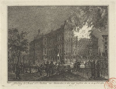 Požár v radnici Amsterdamu, 1762 Zobrazení požáru na radnici Amsterdamu, v noci mezi 12. a 13. říjnem: 1762 (název na objektu) od Reinier Vinkeles (I)