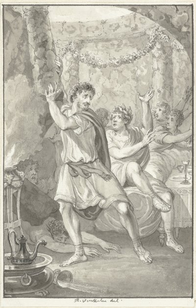 Lucius Aemilius Sejanus redt het leven van Tiberius od Reinier Vinkeles (I)