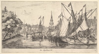 De Appelmarckt Jablečný trh, z Views v Amsterdamu, deska 6, ca. 165962. od Reinier Zeeman