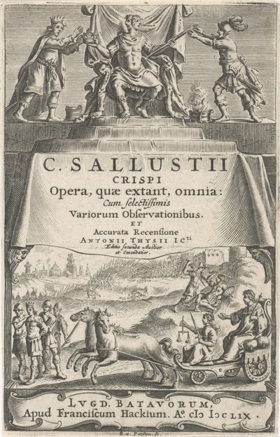 Císař a spravedlnost na triumfálním voze Titulní strana pro: A. Thysius jr., Opera, quæ extant, omnia, 1659 od Reinier van Persijn