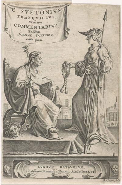 Podstavec s císařem na sedadle Titulní list pro: J. Schild, [Opera], 1656 od Reinier van Persijn