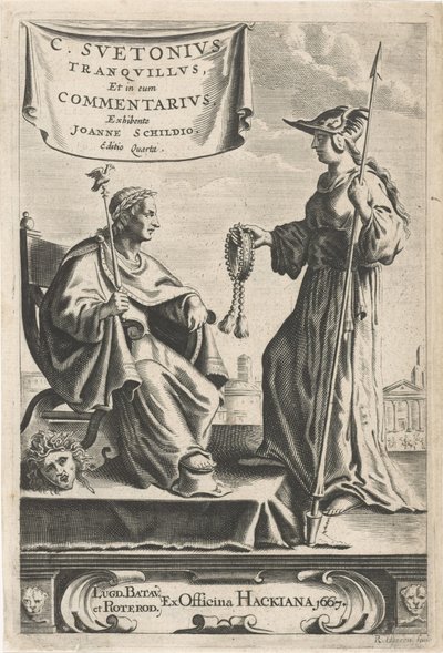 Podstavec s císařem na sedadle Titulní list pro: J. Schild, [Opera], 1667 od Reinier van Persijn