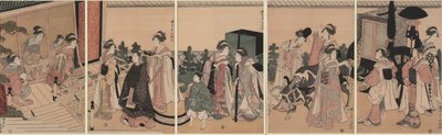 Mitate průvod palácových návštěvníků přijíždějících do sídla od Chōkyōsai Eiri