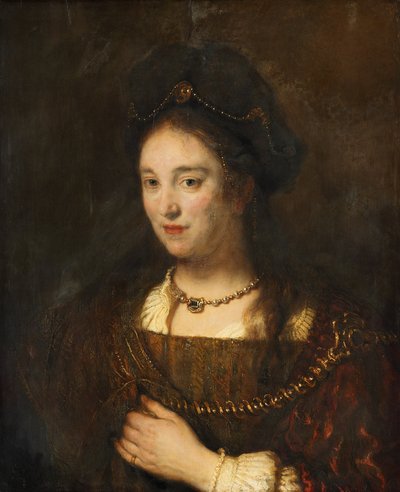 Halfigurka ženy s baretem od Rembrandt