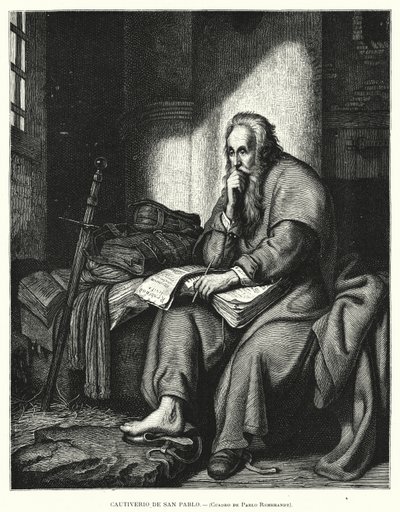 Svatý Pavel ve vězení (litho) od Rembrandt Harmensz. van Rijn (after)