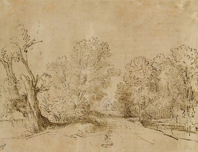 Zalesněná cesta od Rembrandt van Rijn