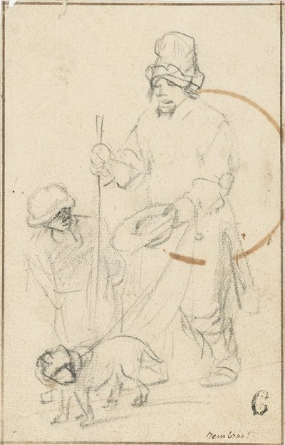 Slepý žebrák a pes od Rembrandt van Rijn