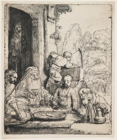 Abraham baví anděly od Rembrandt van Rijn