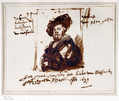 Baldassare Castiglione, autor knihy "Il Cortegiano" o dokonalém dvořanovi (kresba) od Rembrandt Harmensz. van Rijn