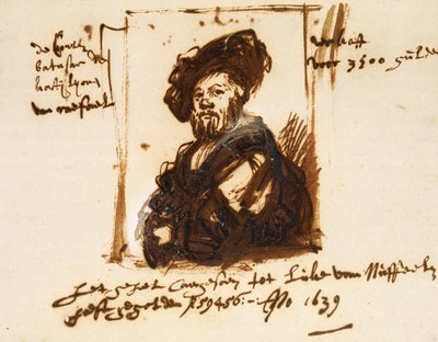 Baldassarre Castiglione, skica z portrétu od Rembrandt Harmensz. van Rijn