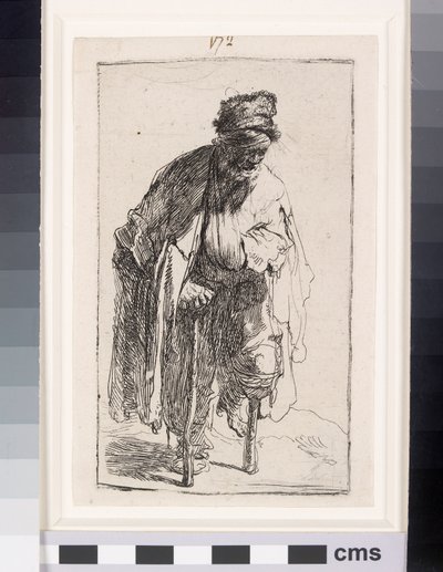 Žebrák s dřevěnou nohou, cca 1630 (lept) od Rembrandt van Rijn