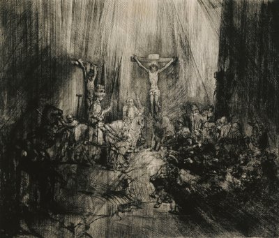 Kristus ukřižovaný mezi dvěma zloději - "Tři kříže", kolem 1653-1661 od Rembrandt van Rijn