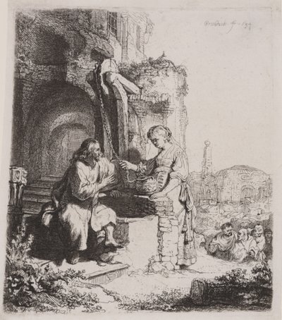 Kristus a žena Samaří: Mezi ruinami od Rembrandt van Rijn