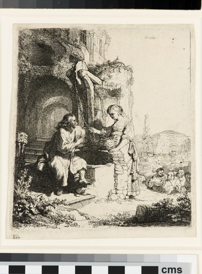 Kristus a žena Samaří mezi ruinami od Rembrandt van Rijn