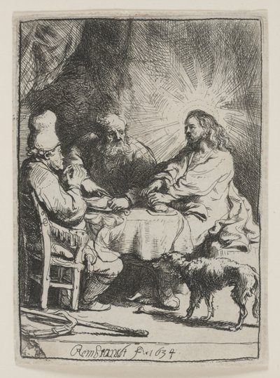 Kristus v Emauzích: Menší talíř od Rembrandt van Rijn