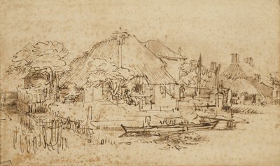 Chata u kanálu, kolem 1650?-53 od Rembrandt van Rijn