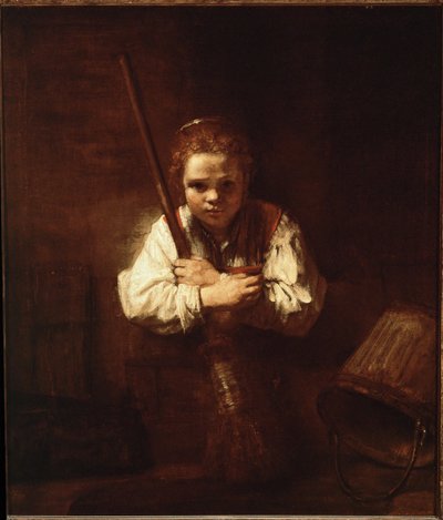 Dívka s koštětem (malba na plátně) od Rembrandt Harmensz. van Rijn