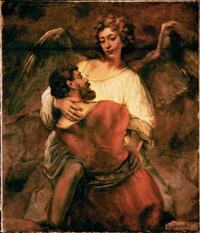 Jákob bojuje s andělem (malba na plátně) od Rembrandt Harmensz. van Rijn