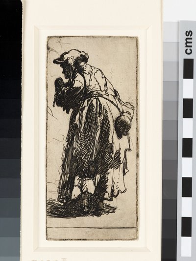 Stará žebračka s tykví, kolem 1629 (lept) od Rembrandt van Rijn