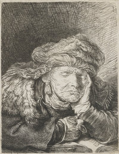 Stará žena spí od Rembrandt van Rijn