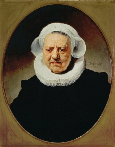 Portrét Aechje Pesserové, vdovy po rotterdamském sládkovi Janu D., 83 let (olej na dubovém dřevě) od Rembrandt Harmensz. van Rijn