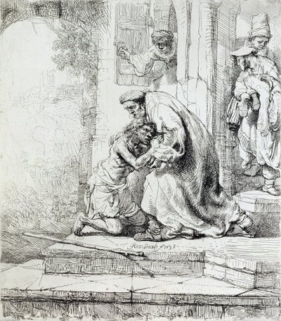 Návrat marnotratného syna (pero a inkoust na papíře) od Rembrandt van Rijn